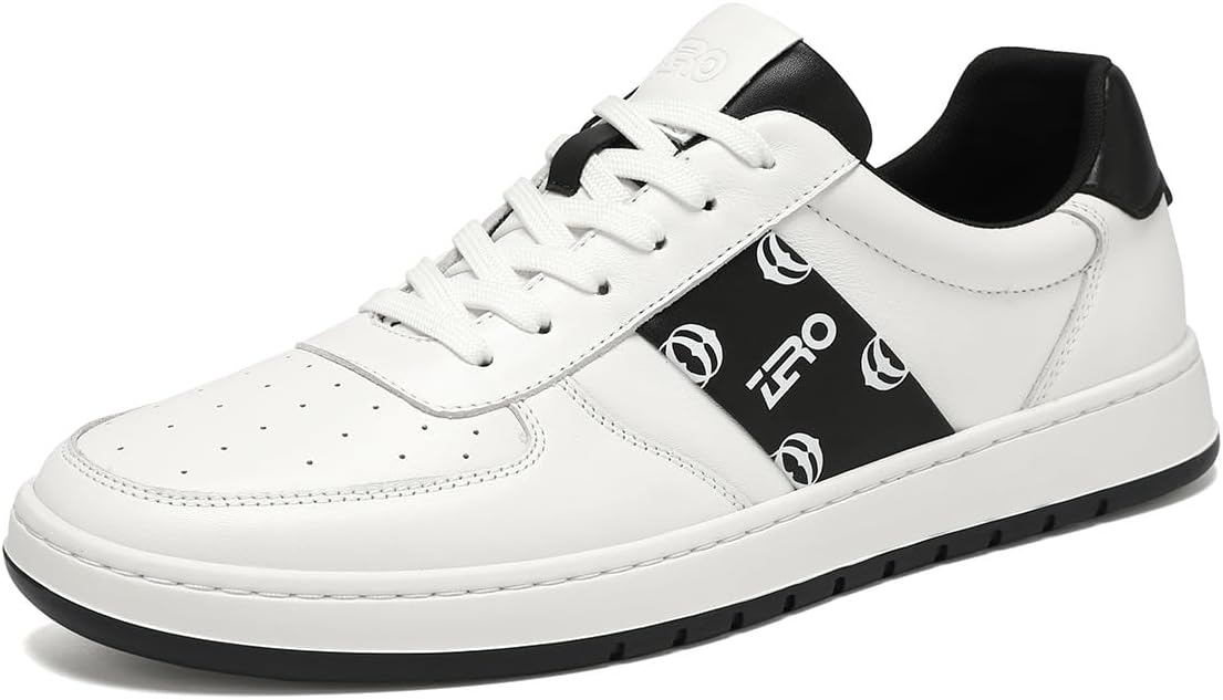 

Мужские повседневные кожаные кроссовки ZRO - дышащие туфли из натуральной коровьей кожи на шнуровке для офиса и улицы, белый/черный