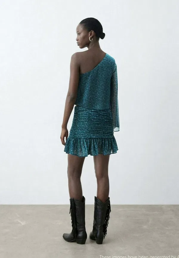 Подростковая юбка а-силуэта Mango Kids, Teal — фото 3