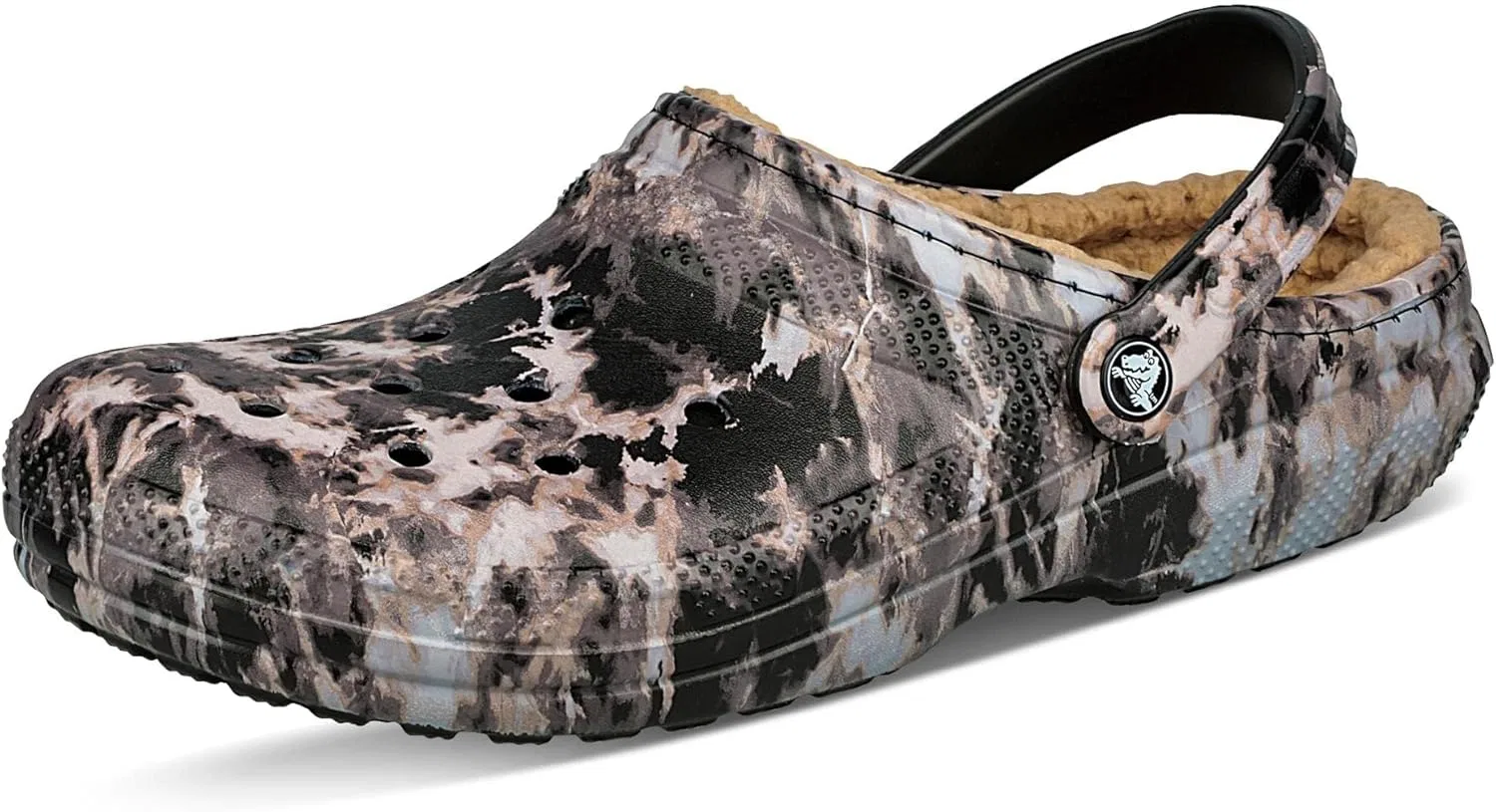 Классические сабо Crocs унисекс с подкладкой и эффектом тай-дай, Black Bleached Dye