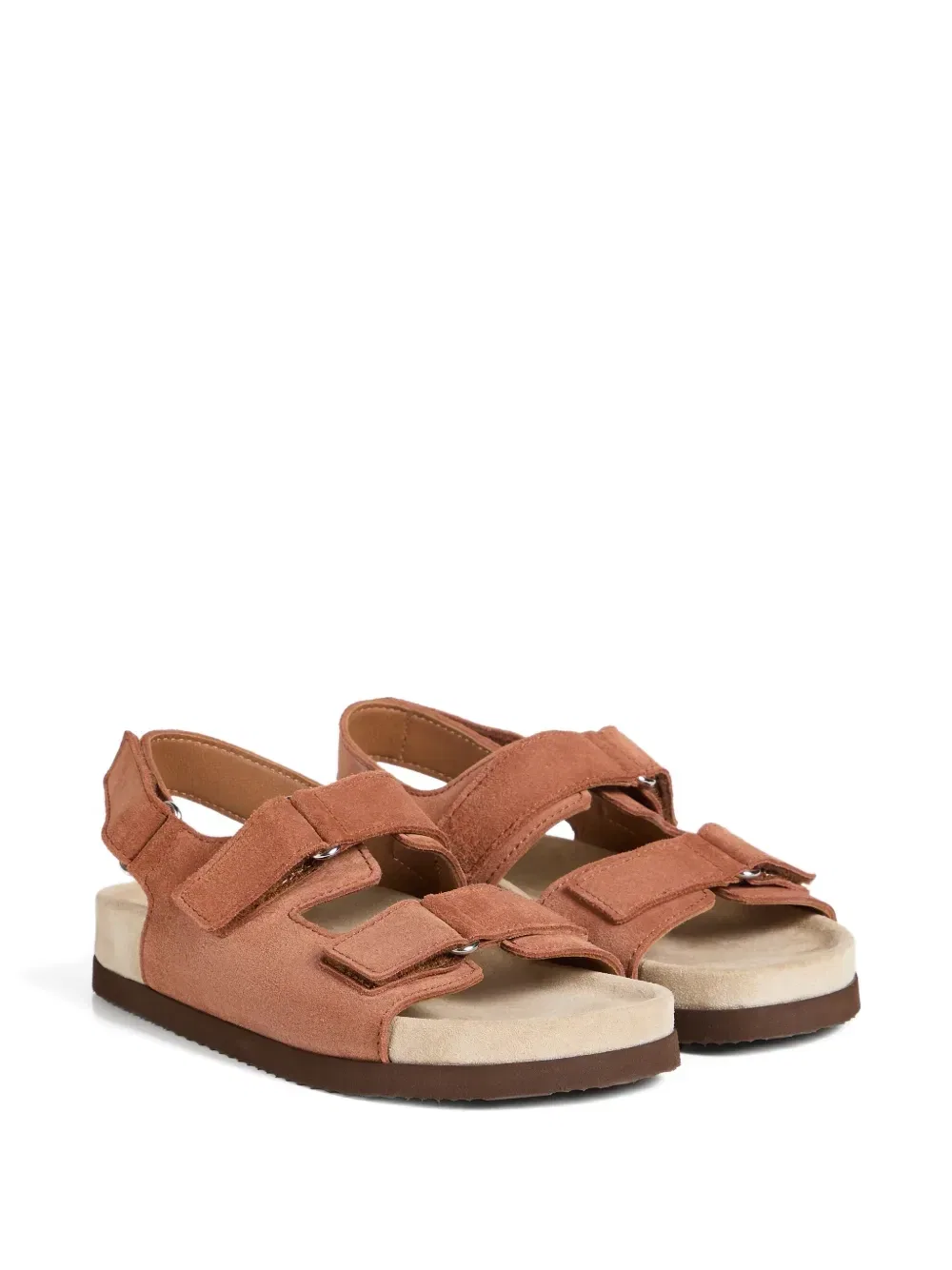 Замшевые сандалии Brunello Cucinelli Kids, коричневый