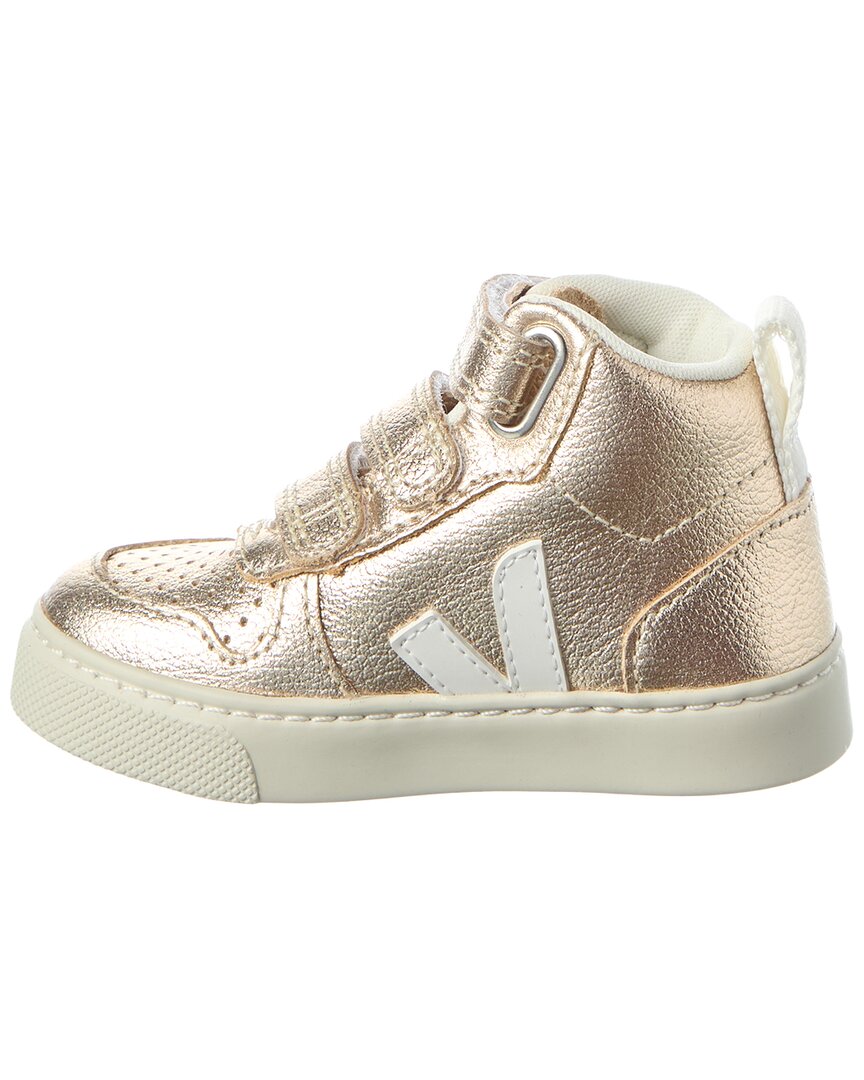 Кроссовки VEJA Small V-10 Mid из кожи, золото — фото 2