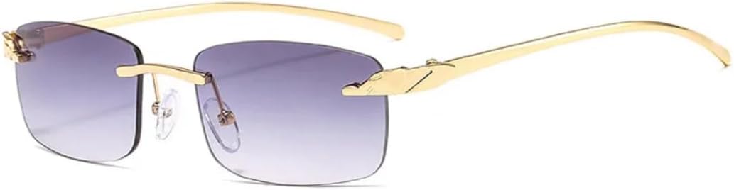 

Винтажные уникальные прямоугольные солнцезащитные очки без оправы для женщин, конфетные цвета, прозрачные линзы, мужские солнцезащитные очки VRTRFFTR, Golden Gray Gradient