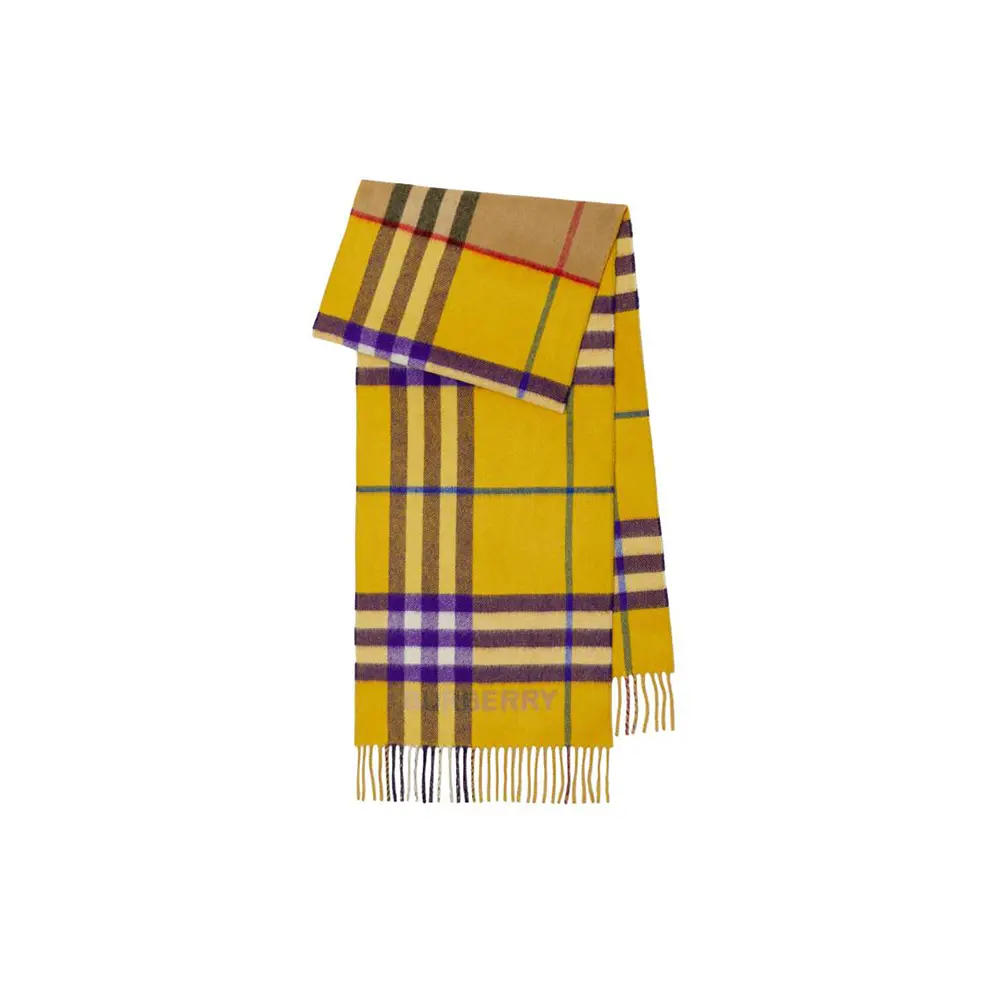 

Burberry Кашемировый шарф с контрастной клеткой, Yellow
