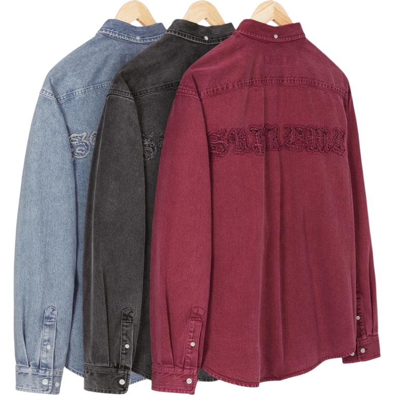 Джинсовая рубашка с аппликацией Supreme, синий/indigo — фото 4