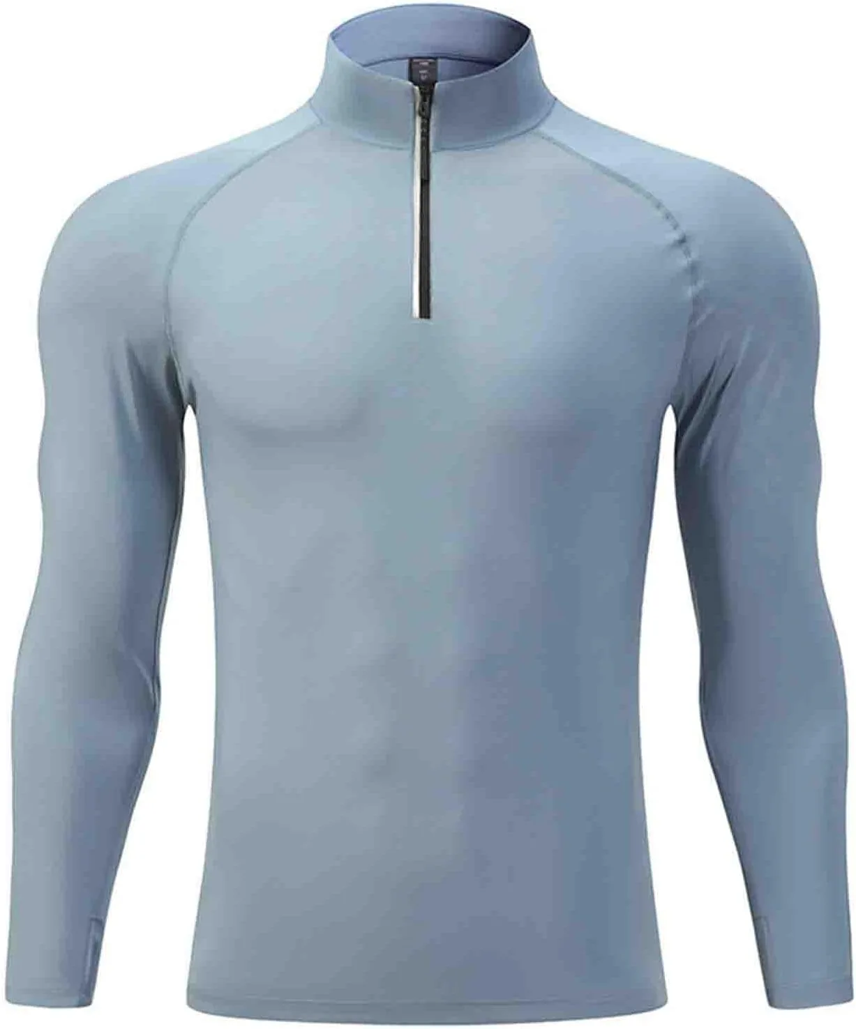 

Мужская толстовка с длинным рукавом и молнией на четверть, быстросохнущая, для бега и тренировок