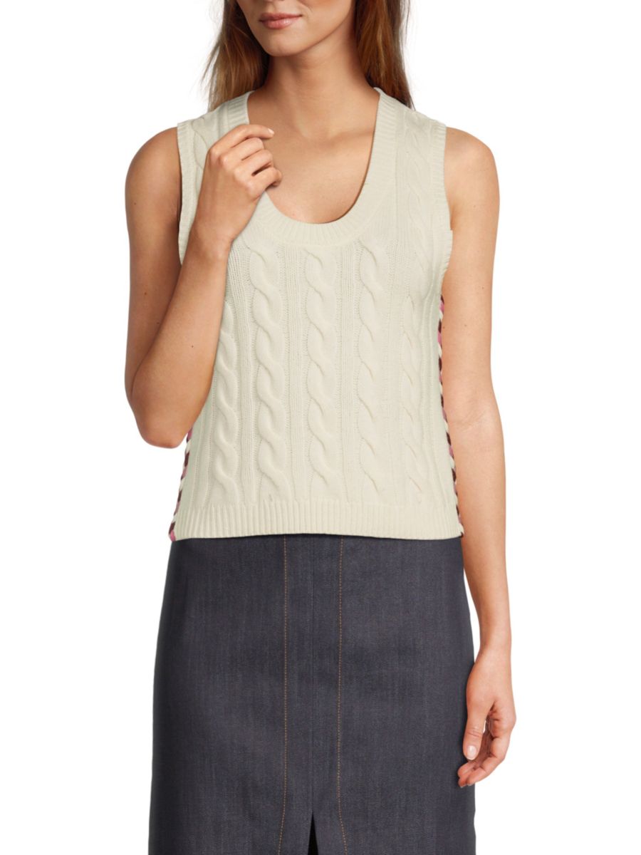 

Шерстяной трикотажный топ Yuna Cable Knit Derek Lam 10 Crosby, слоновая кость