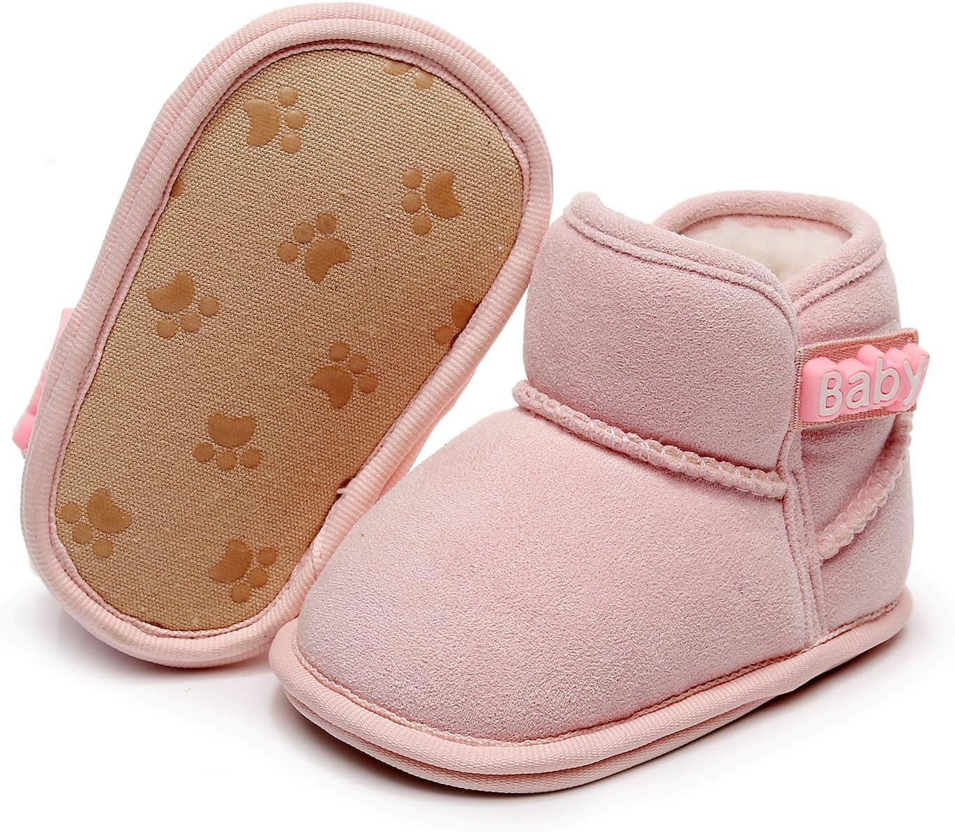 

Детские зимние ботинки для мальчиков и девочек, теплые с флисовой подкладкой, мягкой подошвой, для новорожденных, нескользящие, для ходьбы Purepips, Pink