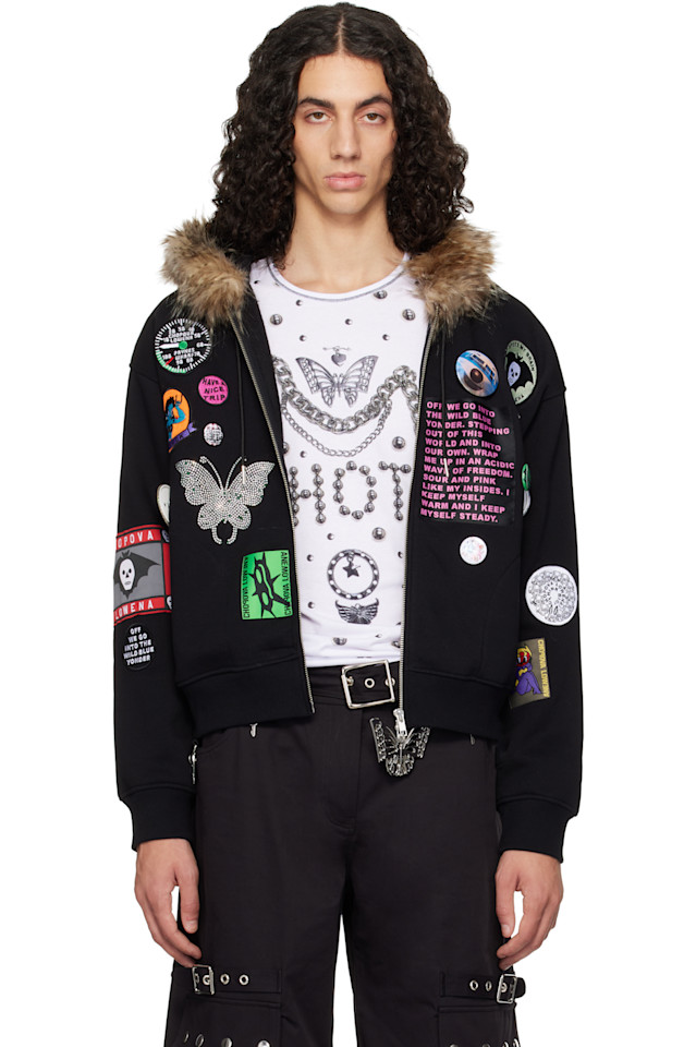 

Chopova Lowena Черная пушистая толстовка на молнии