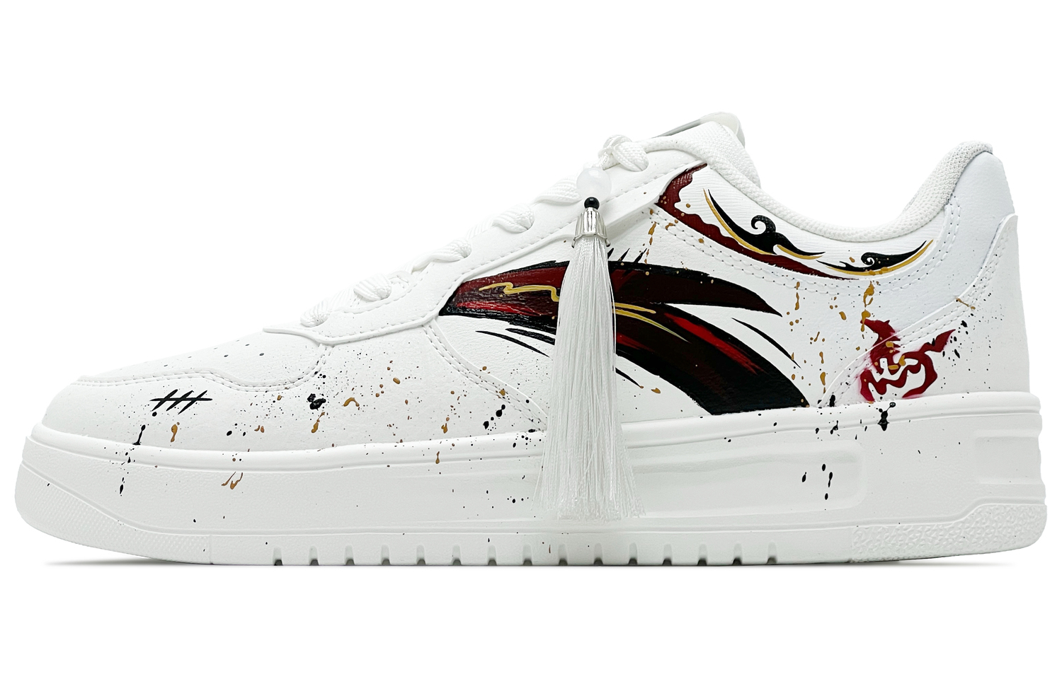 

ANTA Мужские бело-красные низкие кожаные кеды для скейтбординга с противоскользящей подошвой и амортизацией