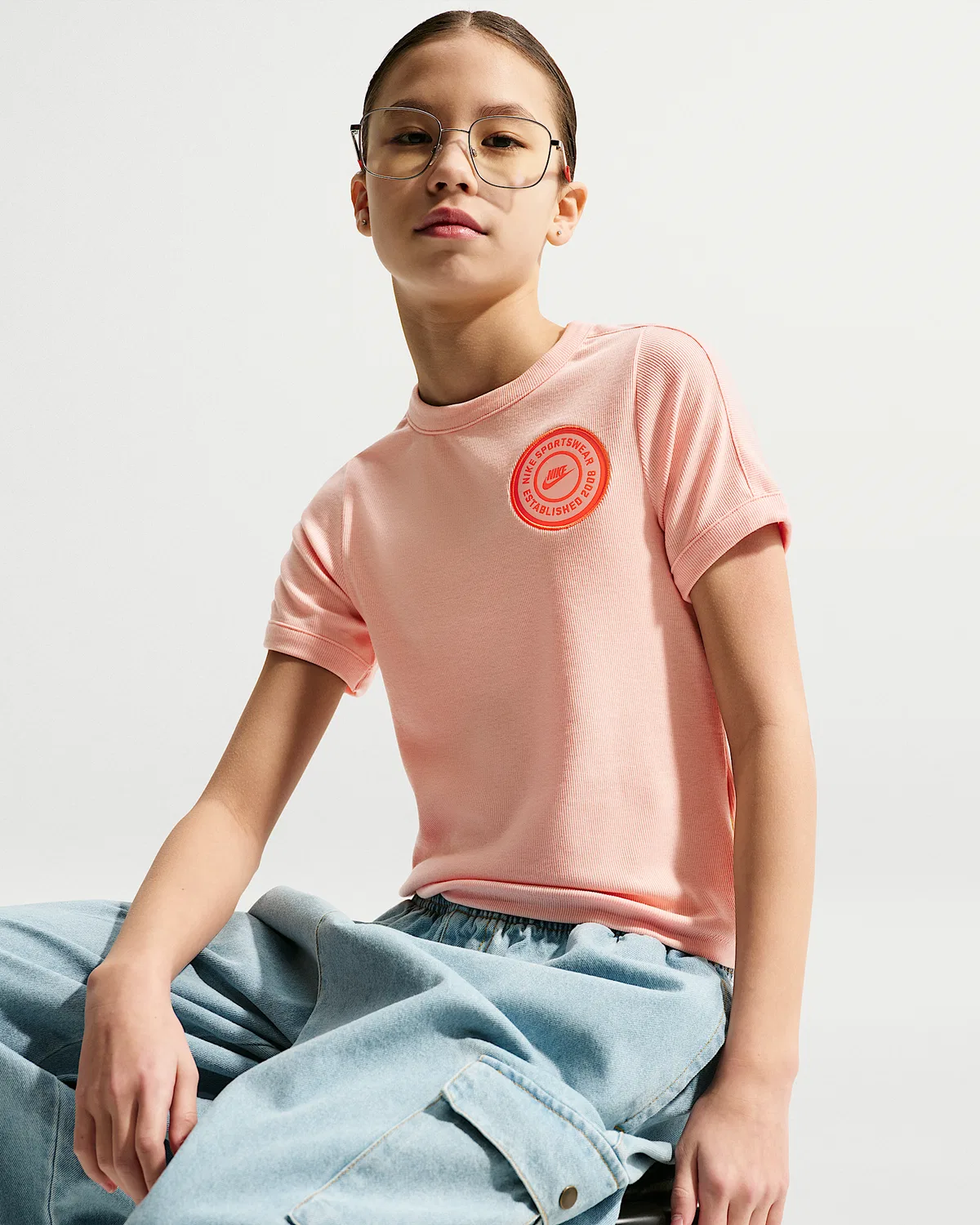 Детская (для девочек) футболка с коротким рукавом Nike Sportswear, Arctic Orange/Arctic Orange/Arctic Orange/Turf Orange — фото 3