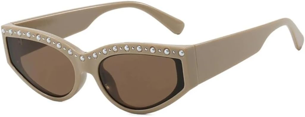 

Винтажные роскошные солнцезащитные очки со стразами для женщин, модные очки «кошачий глаз», мужские летние дорожные очки с защитой от УФ-излучения UV400 VVTWSSW, Khaki Brown