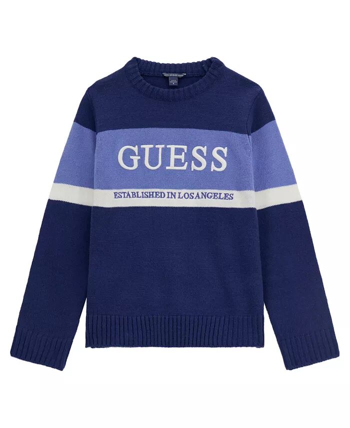 

Длинный свитер с вышитым логотипом для больших мальчиков GUESS, синий