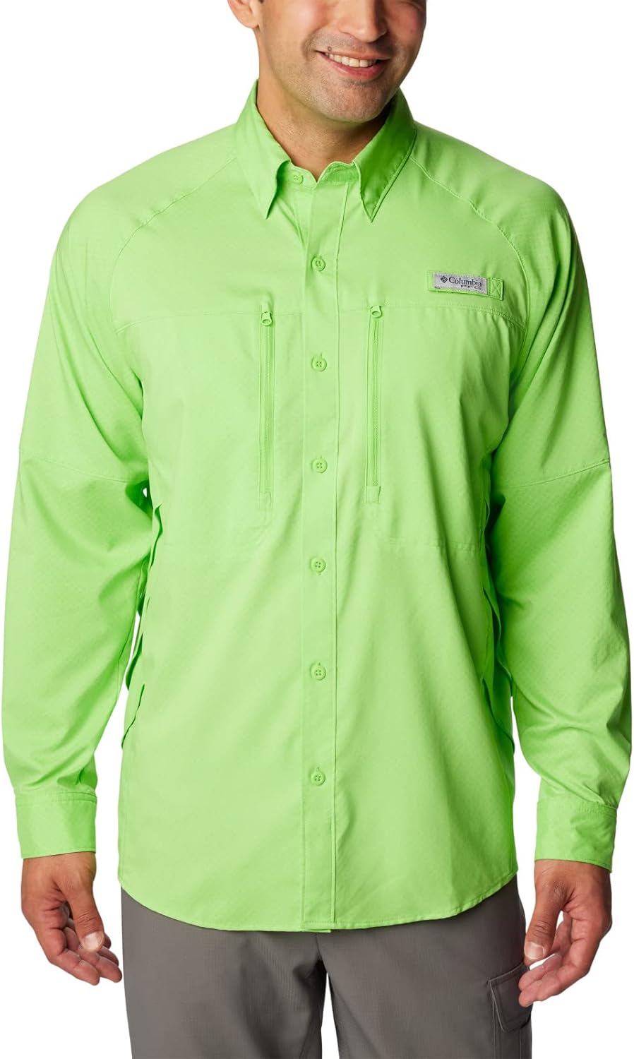 

Columbia мужская рубашка Blood and Guts Zero Airgill с длинным рукавом, Green Mamba