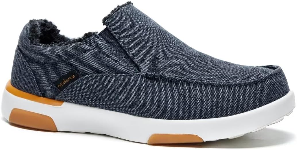 

Мужские ортопедические удобные мокасины OrthoComfoot с поддержкой свода стопы, ортопедические лоферы при подошвенном фасците, повседневные винтажные прогулочные туфли из ткани для облегчения боли в стопе и пятке, W1a-denim( Built-in Fleece Linin...