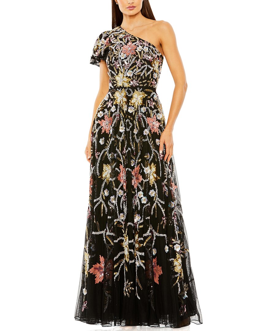 

Платье Mac Duggal из сетчатой ​​ткани с бисером, цвет black multi