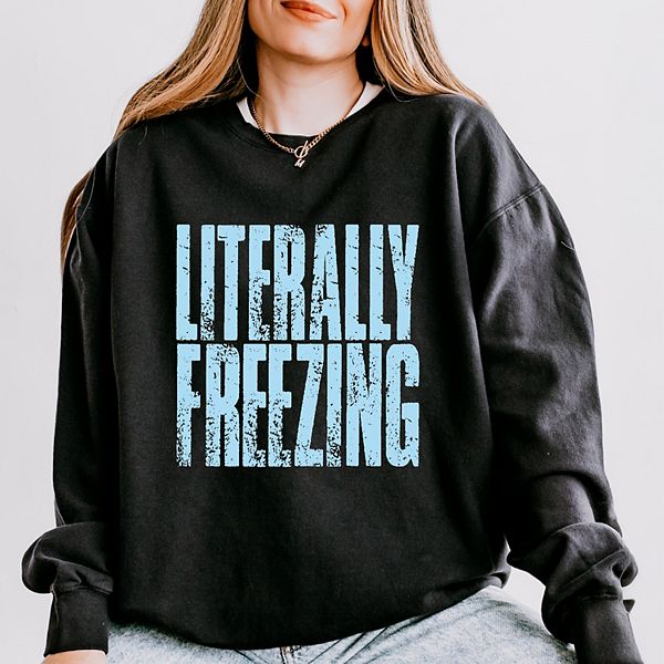 

Блок Literally freezing с эффектом потертости - женский легкий свитшот с окраской в готовом виде Simply Sage Market, Black