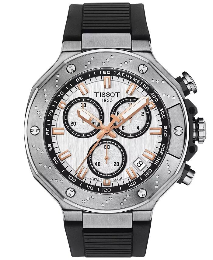 

Мужские швейцарские часы с хронографом T-Race с черным ремешком, 45 мм Tissot