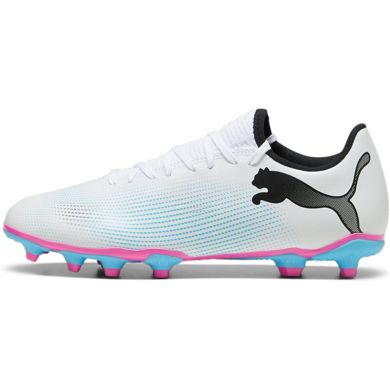 Футбольные бутсы для газона Future 7 Play FG/AG Puma, цвет puma white-puma black-poison p — фото 4