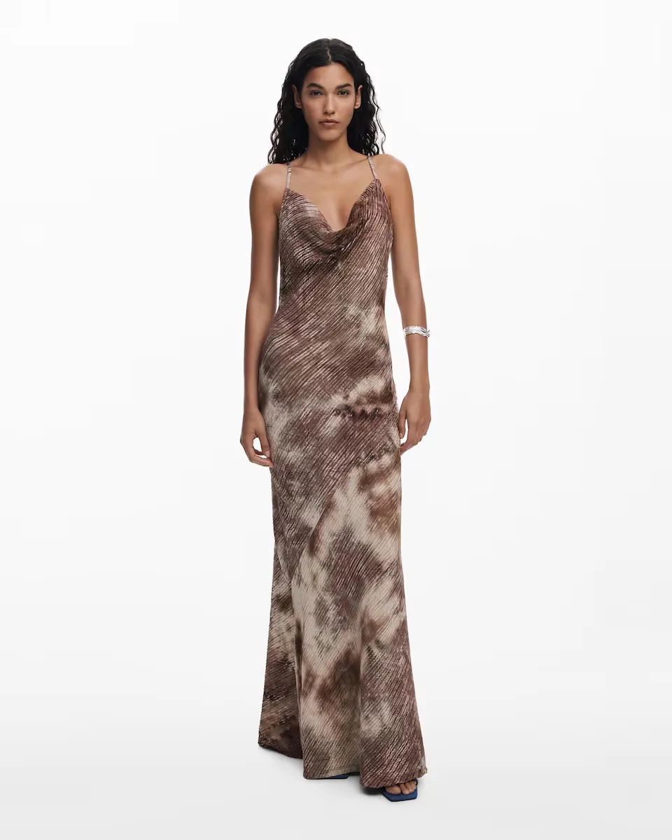 

Длинное платье с бретелями градиентной расцветки Desigual, коричневый