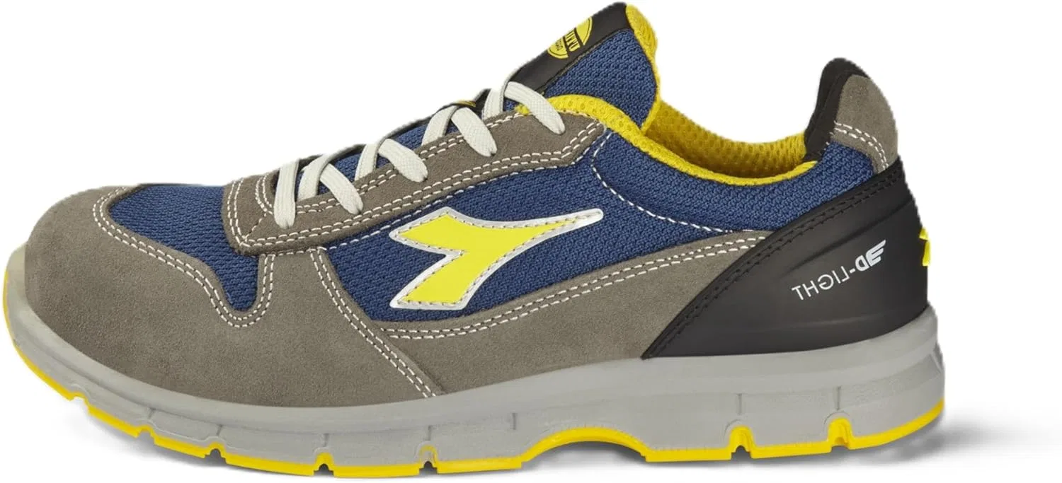 Рабочие кроссовки Utility Diadora - низкие рабочие кроссовки Run Text Low S1P SRC ESD для мужчин и женщин, Grigio Castello Blu Insegna