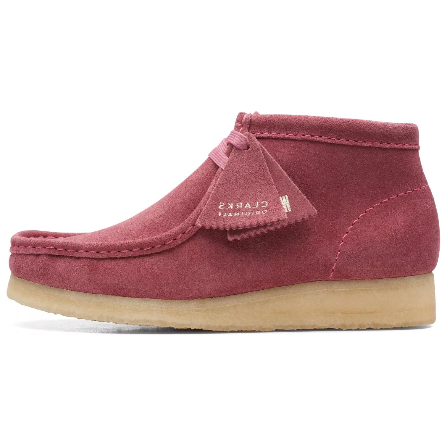 Женские ботинки Clarks Wallabee замшевые, розовый