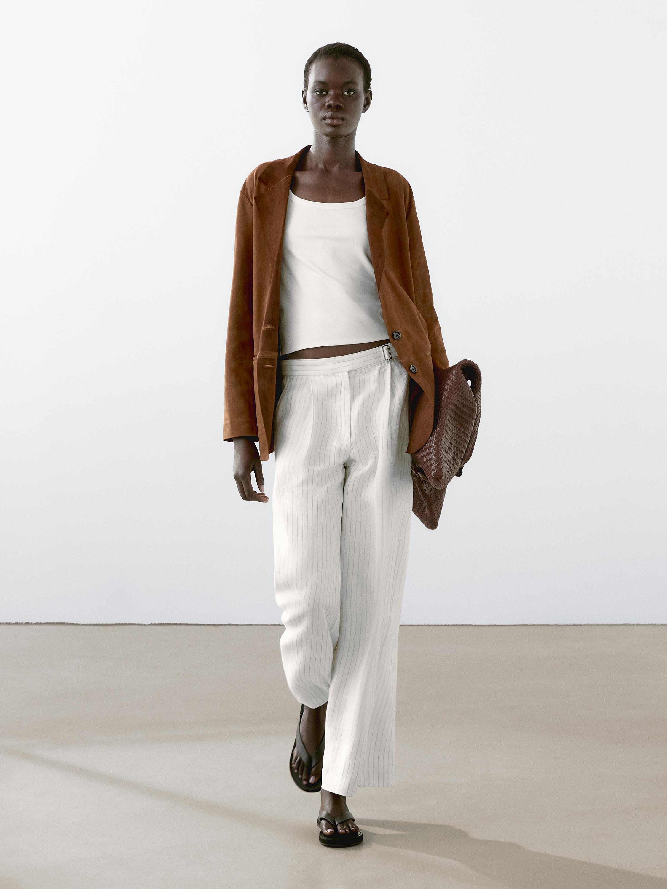 

Эластичный топ с бретельками Massimo Dutti, белый