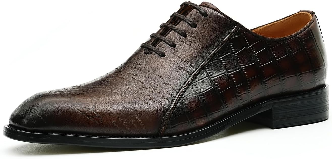 

Мужские оксфорды Santimon, кожаные дерби, модные деловые туфли для выпускного, клетчатые, смокинговые, свадебные и повседневные прогулочные дерби для мужчин, Coffee