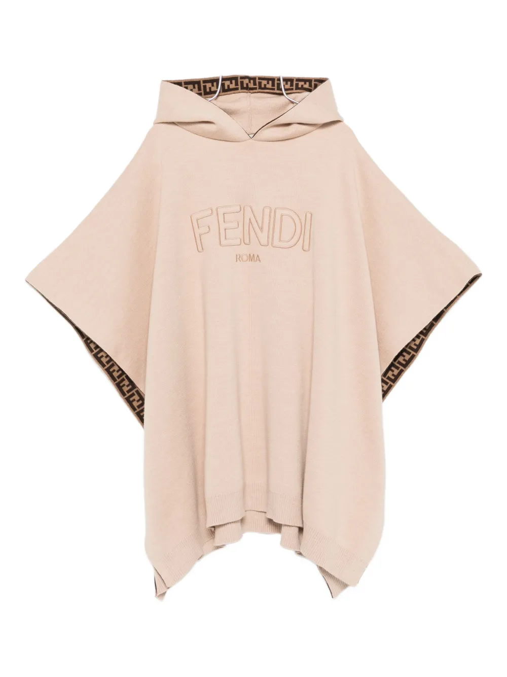 

Пончо с капюшоном и узором FF FENDI KIDS, нейтральный