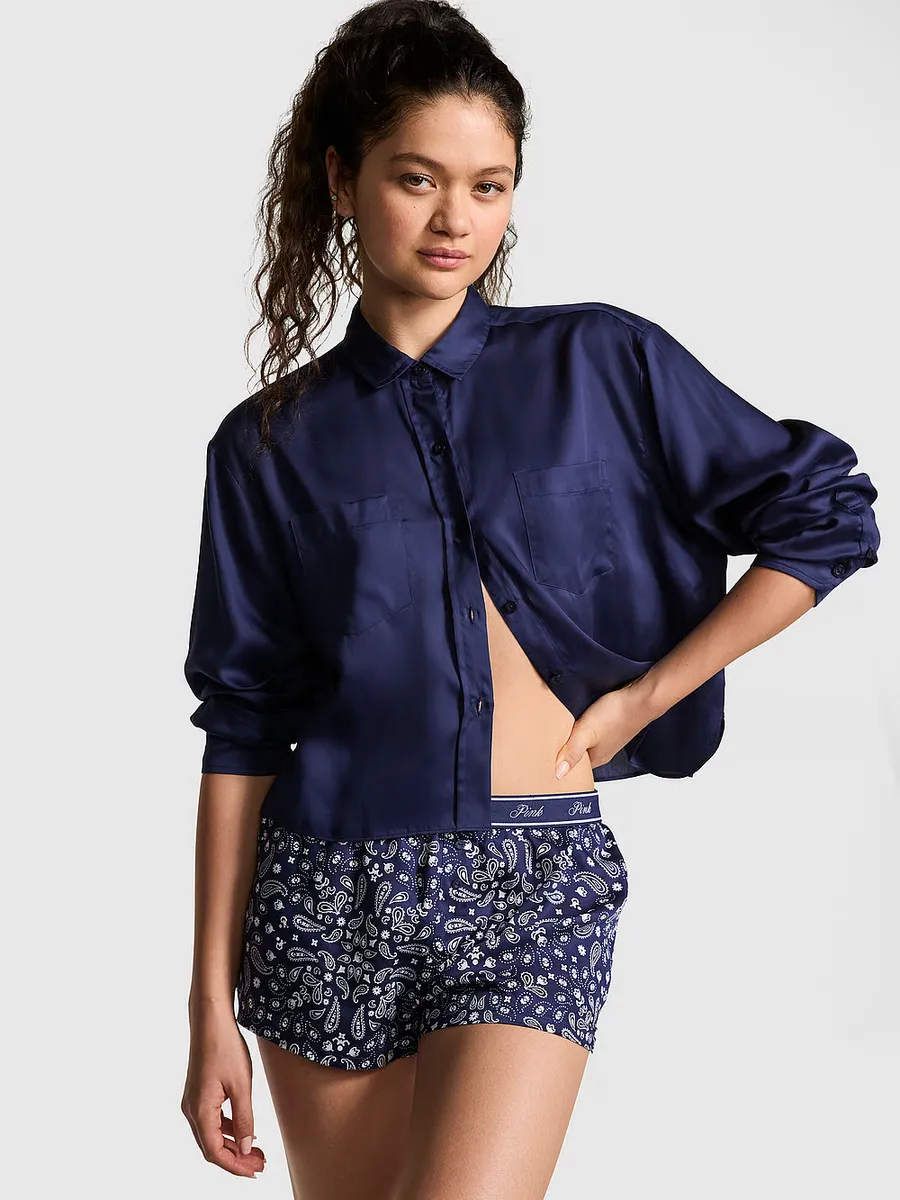 

Рубашка для сна с длинными рукавами TENCEL Pink, цвет Midnight Navy