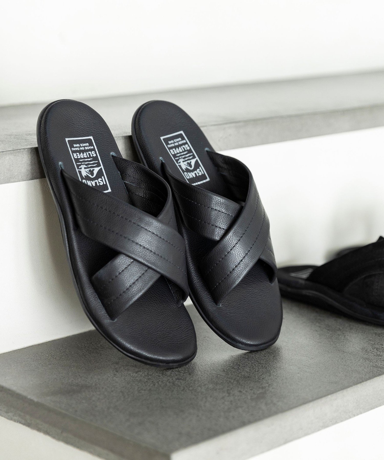 ISLANDSLIPPER: Кожаные сандалии с перекрестными ремешками Ships Men, black