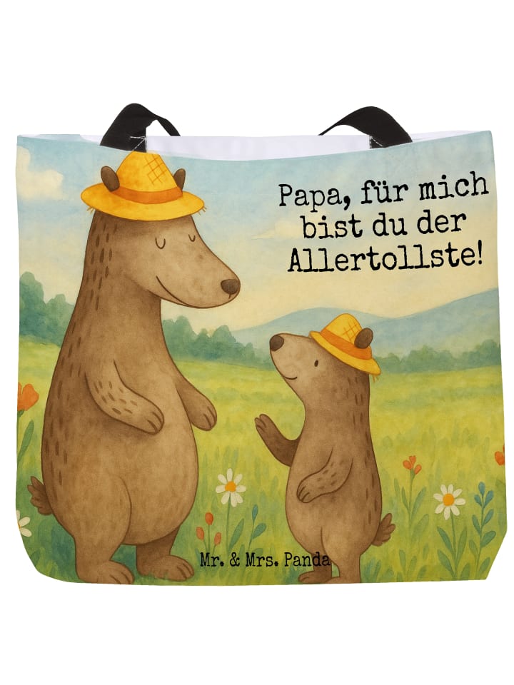

Mr. & Mrs. Panda Сумка-шоппер с изображением медведя в шляпе и надписью белого цвета