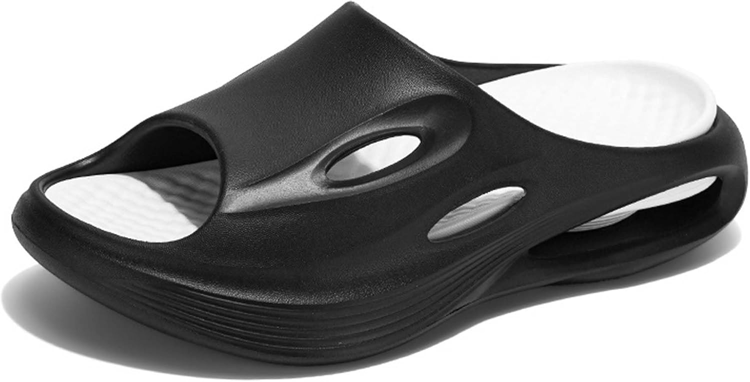 

Мужские летние шлепанцы-сандалии, удобные пляжные тапочки, стойкие к скольжению, из износостойкого материала EVA, с модным верхом, для использования дома и на улице, легкие, дышащие, прочные для летних активностей Generic, черный