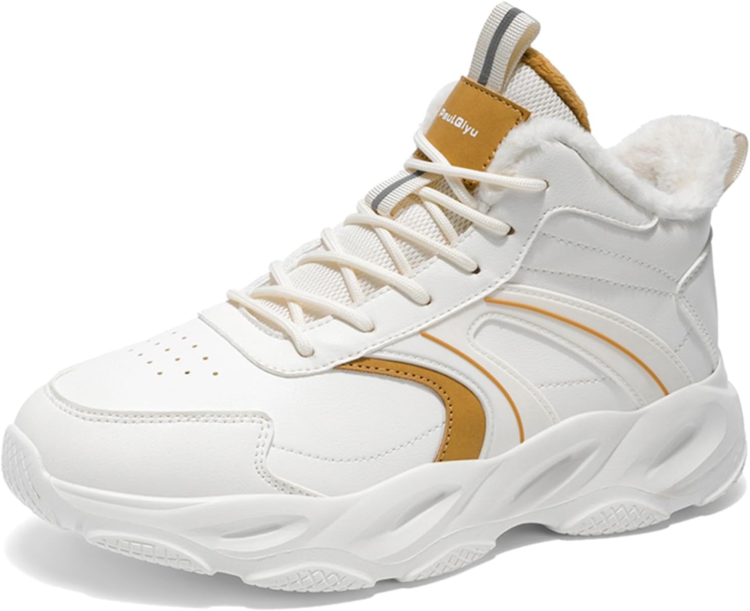 

Мужские повседневные спортивные зимние теплые кроссовки с мягкой подошвой, новый модный тренд толстая подошва, универсальная массивная обувь для мужчин Generic, белый