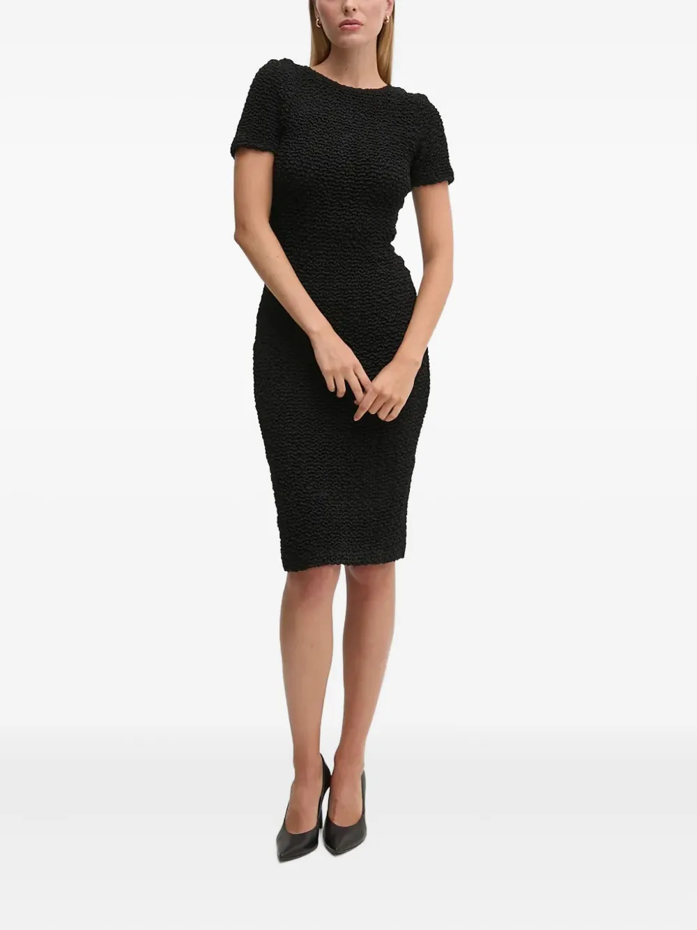 

Фактурное мини-платье с короткими рукавами Dkny, черный