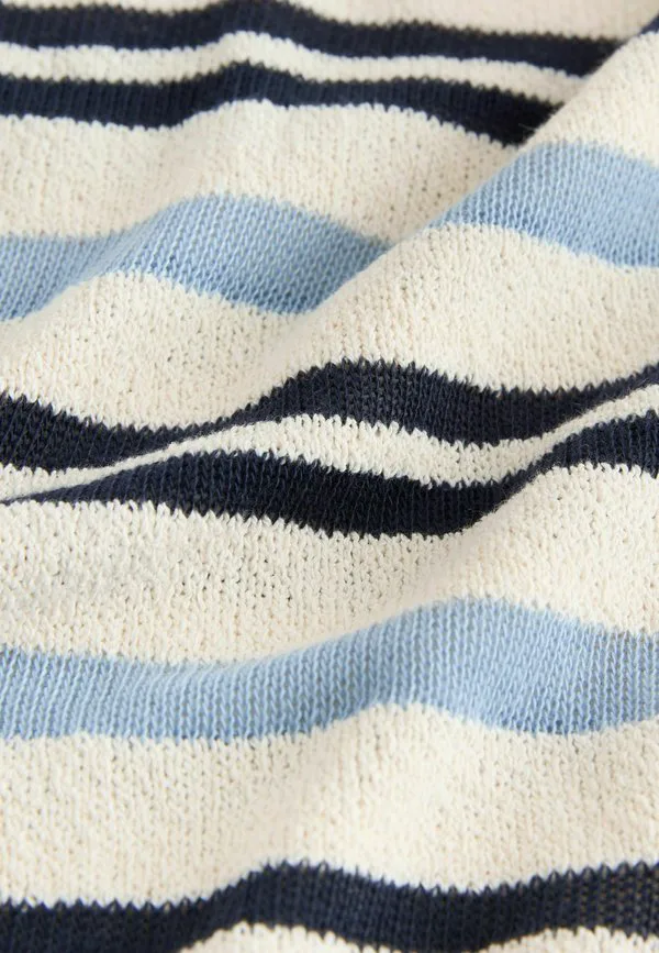 Футболка стандартного кроя с коротким рукавом, круглым вырезом и принтом. Next, Blue Ecru Stripe — фото 3