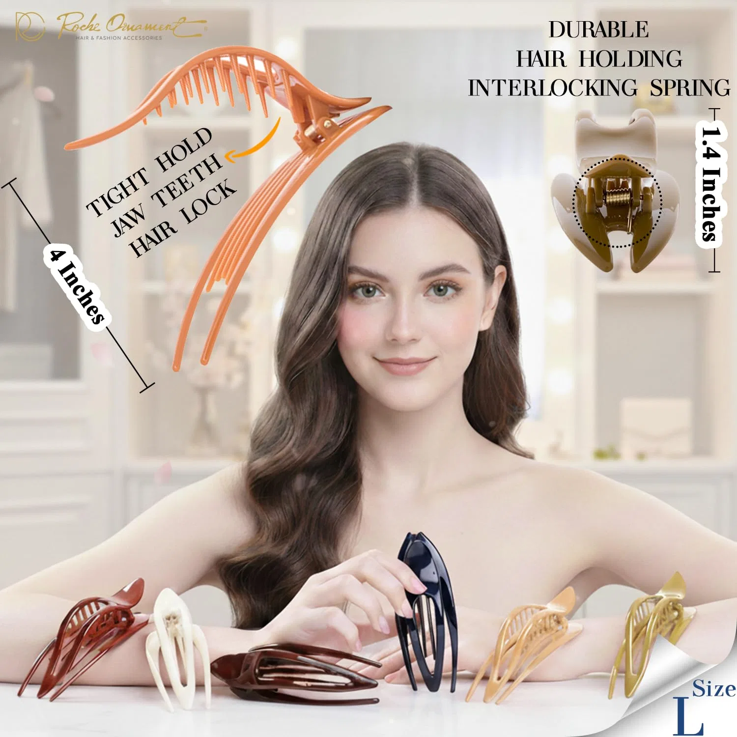 Французская изогнутая заколка для волос RC ROCHE Rc Roche Ornament, (Large) Classic Multi-Colours — фото 2