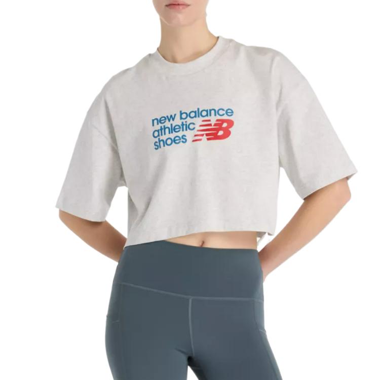 

Футболка с рукавом дроп-шилоу женская gray New Balance, серый