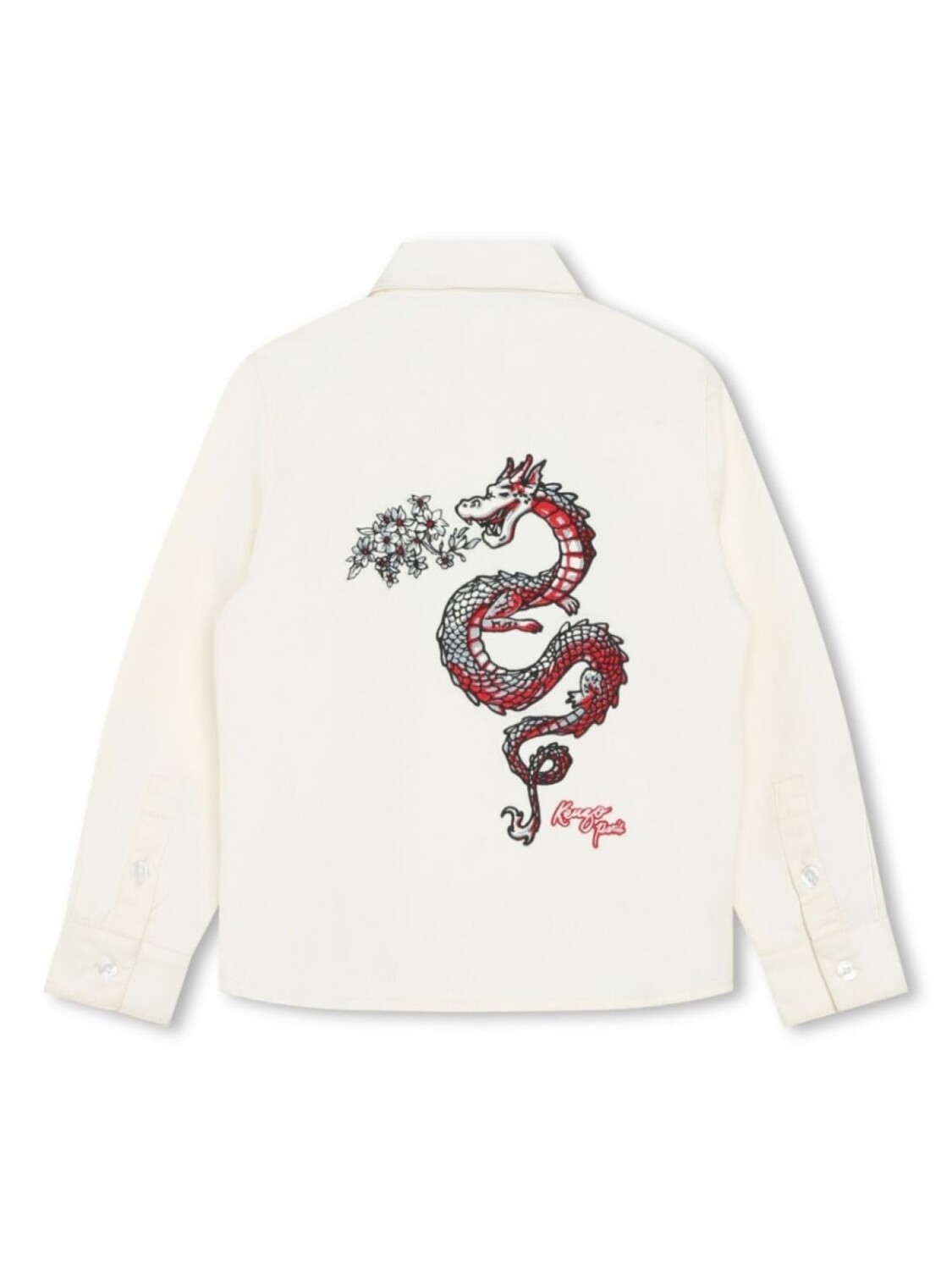 

Kenzo Kids рубашка с вышивкой, белый