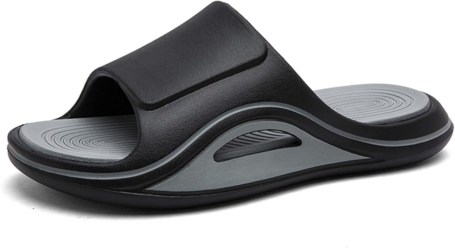 

Мужские слайд-сандалии Летняя мода Повседневные шлепанцы Сабо Нескользящие Удобные для прогулок на свежем воздухе Пляжная обувь с поддержкой свода Стильные спортивные сандалии Generic, черный/серый