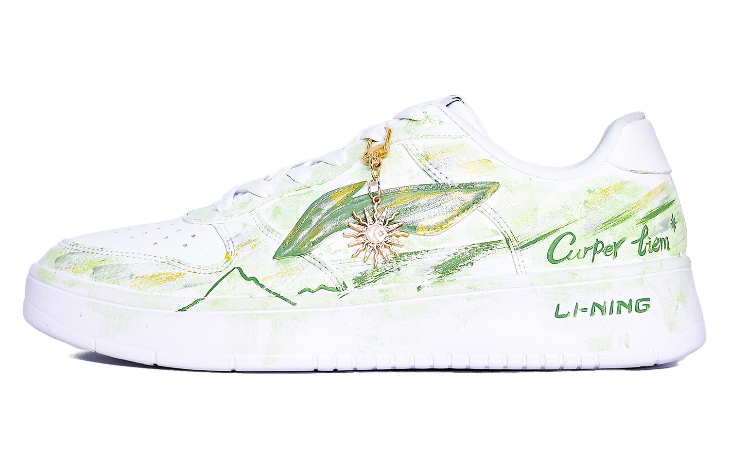 

Понтонные лодки устойчивые к истиранию дышащие низкие скейтерские кроссовки унисекс LINING, золотой зеленый