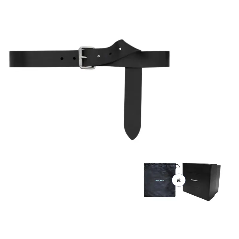 

SAINT LAURENT Ремень с гравировкой логотипа мотоцикла, Black