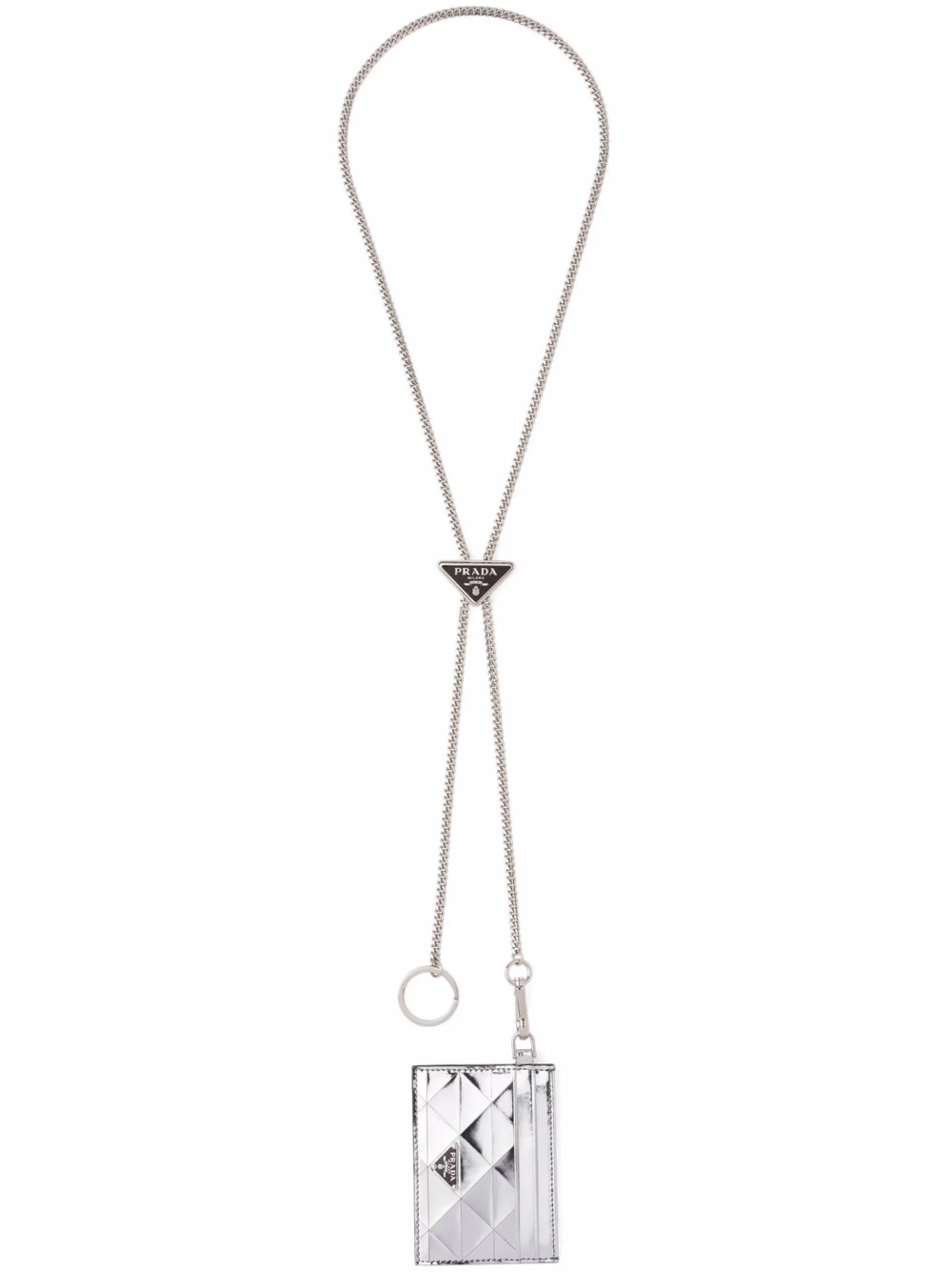 

Картхолдер с ланъярдом Prada, серый