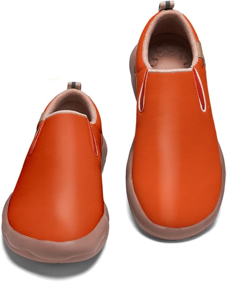 

Мужские модные кроссовки слипоны из кожи, повседневные лоферы, легкие удобные прогулочные и дорожные туфли Onehorse, оранжевый