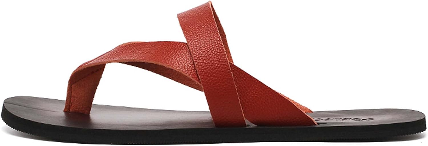 

Мужские кожаные шлепанцы Vtiao, предотвращающие падение за счет верхнего дизайна, удобные и мягкие нескользящие шлепанцы, пляжные шлепанцы, шлепанцы для дома и улицы, красный