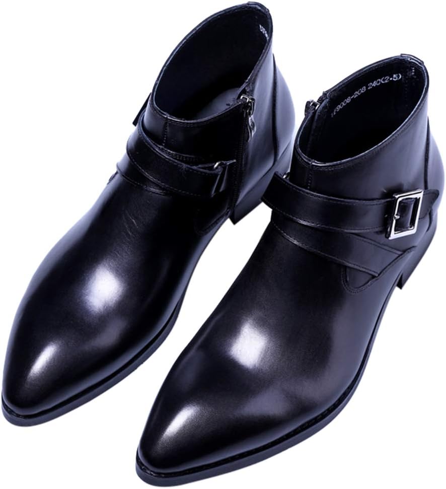 

Мужские кожаные ботинки Santimon с двойной пряжкой, черный