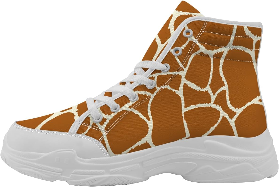 

Высокие кеды с жирафом для женщин и мужчин, сандалии на шнуровке с животным принтом на платформе, подарки для нее и для него Generic, белый