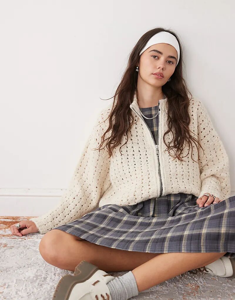 

Кардиган свободного плетения Ragged Priest бежевого цвета