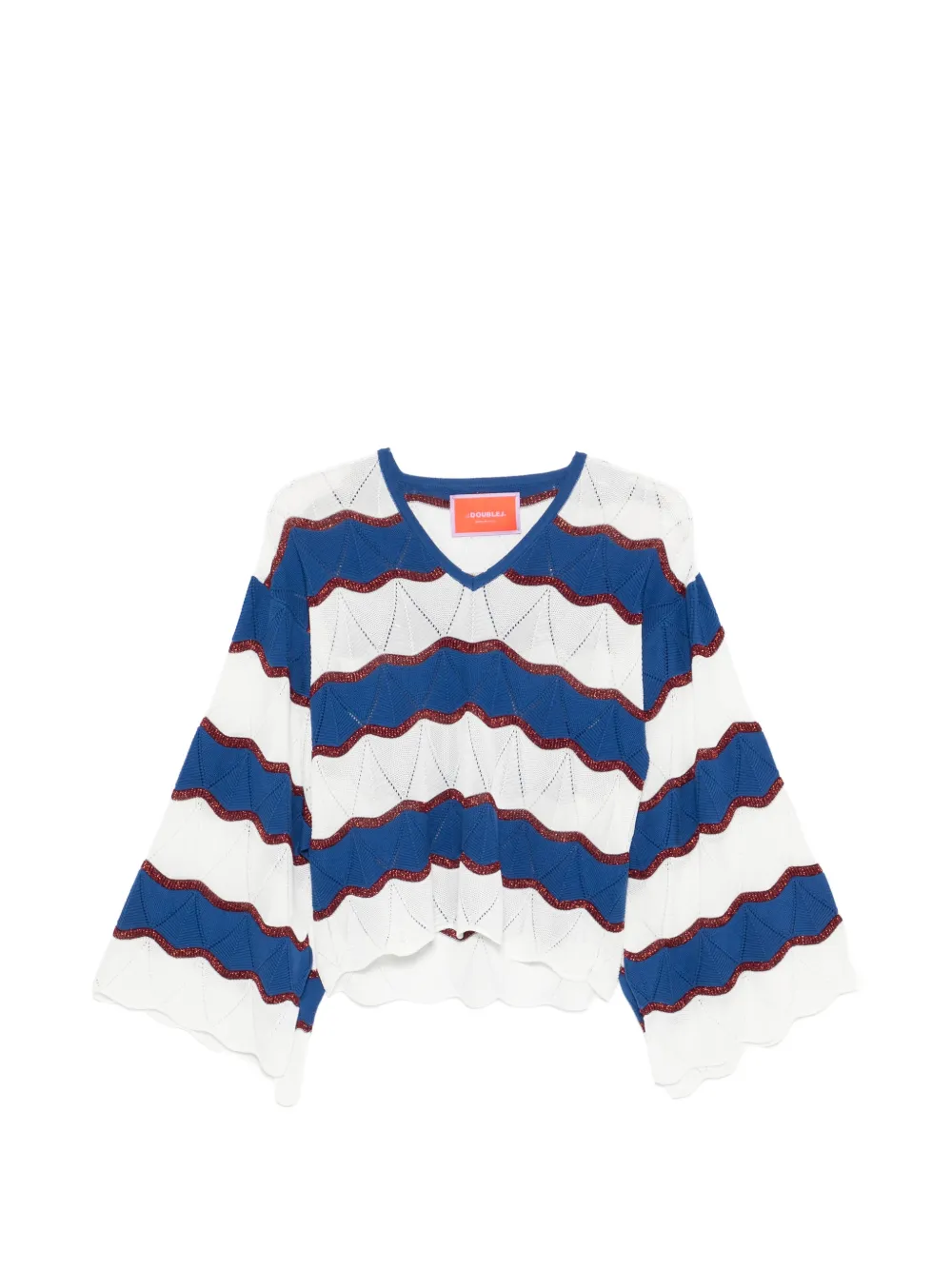 

Свитер с V-образным вырезом и узором La Doublej, белый