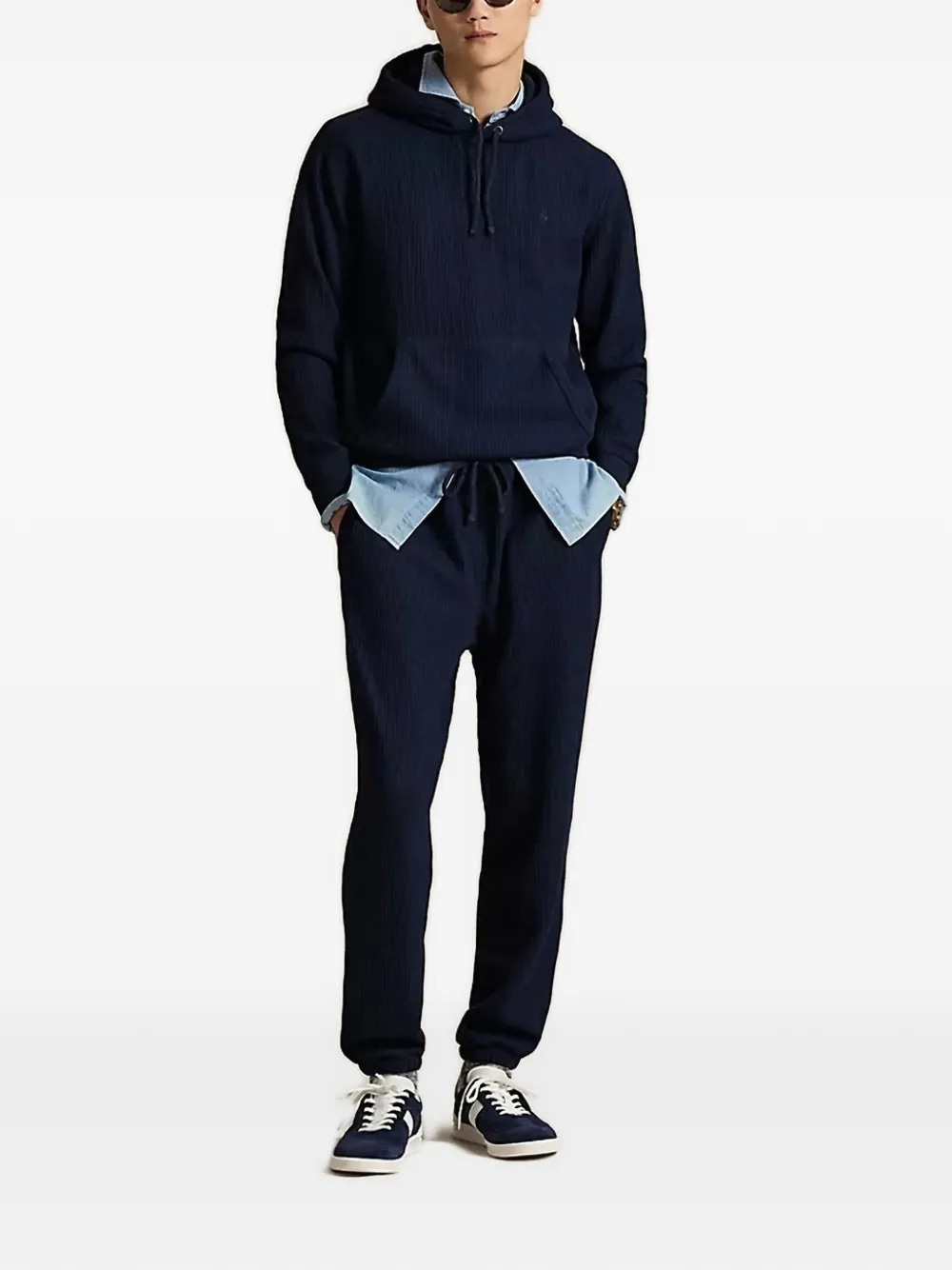Вязаный худи вафельной вязки Polo Ralph Lauren, синий — фото 2