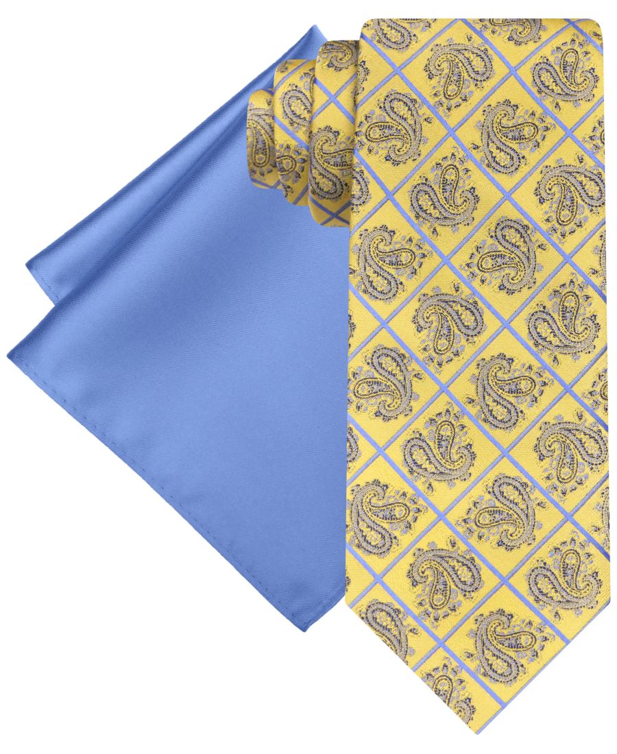 

Мужской галстук и нагрудный платок с узором пейсли Steve Harvey, Yellow
